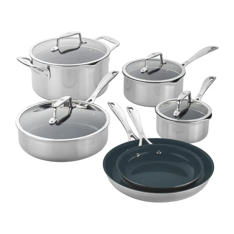 Clad CFX 10-Piece Ceramic Nonstick Stainless Steel Cookware Set